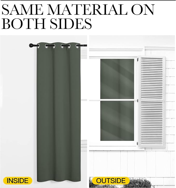 NICETOWN Dark Mallard Blackout Draperies Curtains, 55 inches Wide by 108 inches - Image 6