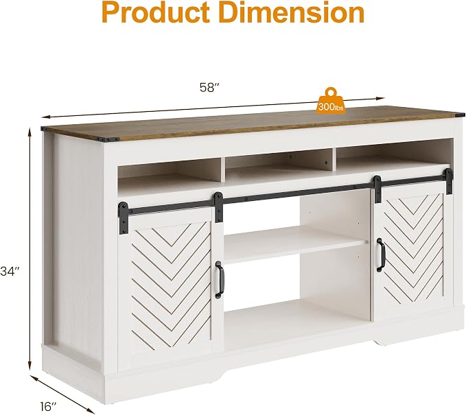 RoyalCraft TV Stand for 65+ Inch TV: Farmhouse Entertainment Center - Image 2