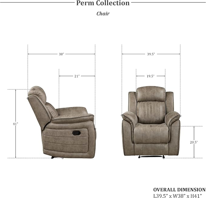 Lexicon Recliner Living Room Set, Home Theater Seating, Manual Polished - Image 2
