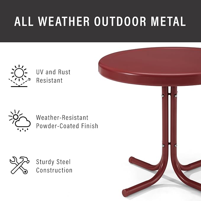 Crosley Furniture Griffith Weather Resistant Retro Metal Outdoor Side Table - Image 4