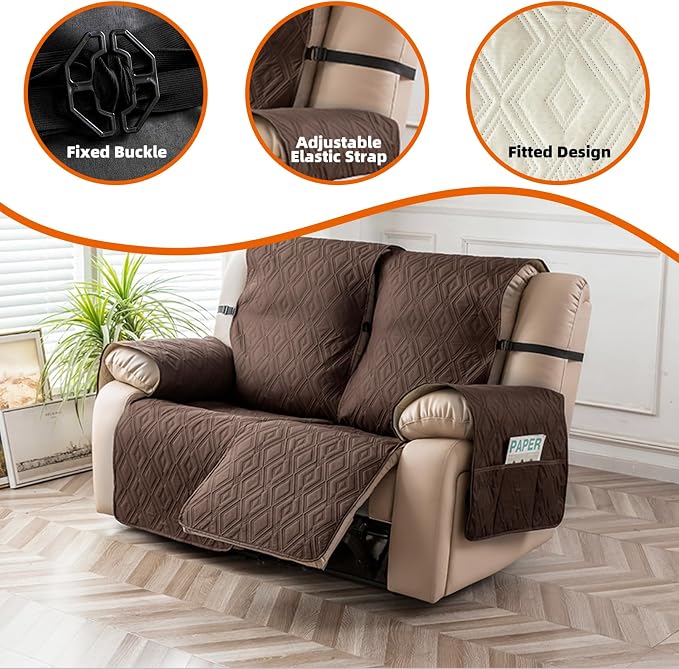 Genina Waterproof Loveseat Recliner Cover Non-Slip, Sofa Cover - Image 6