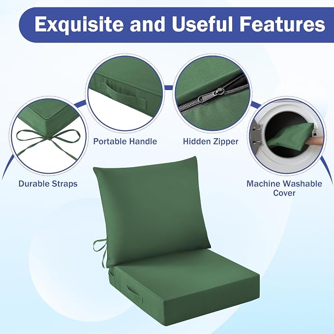 IASEAHK Outdoor Seat Cushion Set, Waterproof & Fade Resistant Patio Chair - Image 5