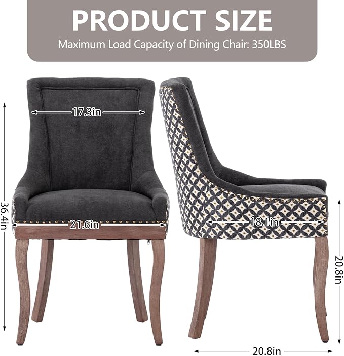 Modern Dining Chairs Set of 2, High Back Dining Chairs Side Chairs - Image 3