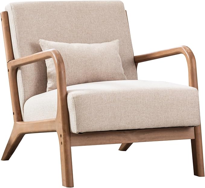 ANJ Mid Century Modern Accent Chair, Comfy Fabric Living Room Chairs - Image 9