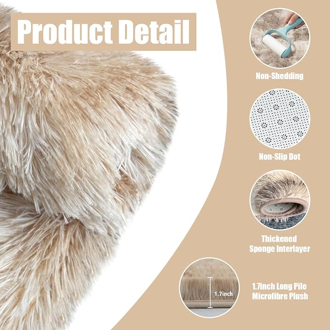 Fluffy Round Rug, Soft Area Rugs - Image 4