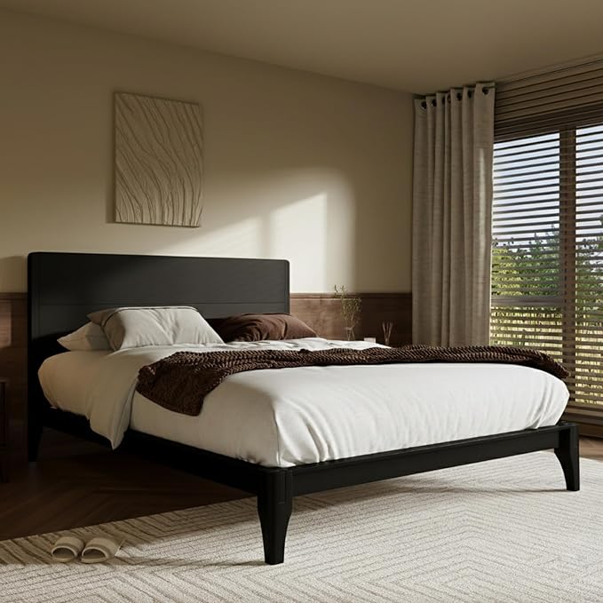 Merax King Size Bamboo Platform Bed, Mid-Century Modern Bed Frame - Image 3