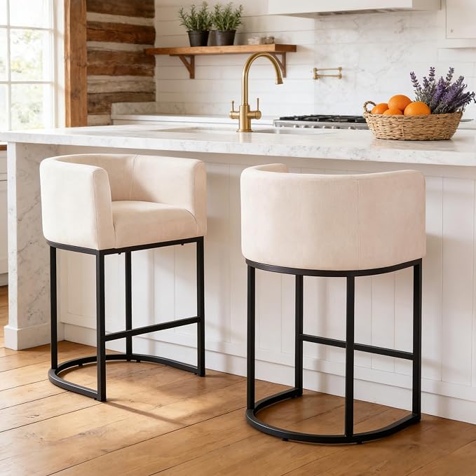 ClinQ 26" H Counter Height Bar Stools Set of 4, Modern Barrel Counter Stools - Image 8