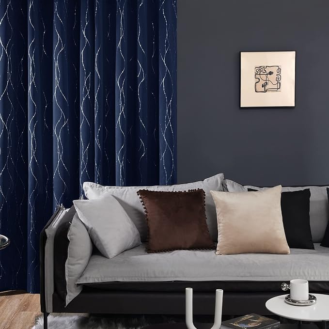 Deconovo Navy Blue Curtains, 42 x 95 Inch, Thermal Insulated Soundproof Privacy - Image 3