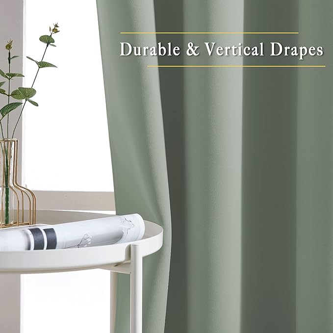 NICETOWN Short Blackout Sage Green Curtains - Image 5