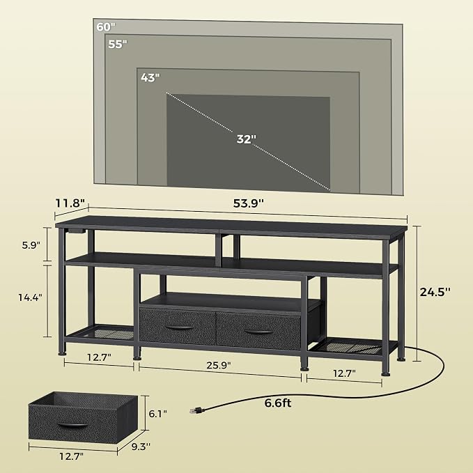 Huuger TV Stand for 55 60 Inch TV, Entertainment Center - Image 6