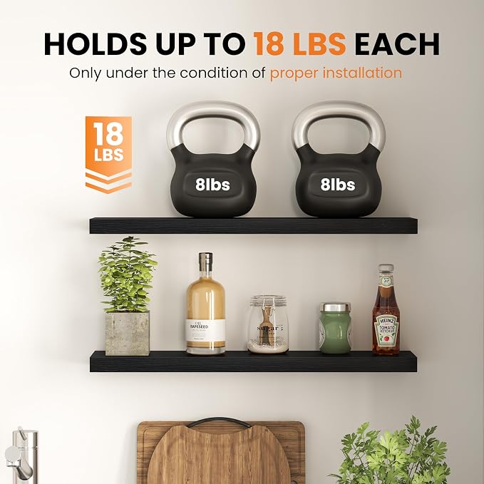 Fun Memories Floating Shelves for Wall, 9.3 Inch Set of 4 Rustic Wood Wall - Image 6