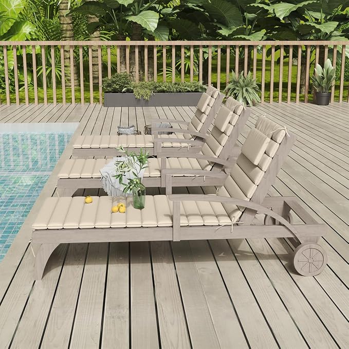 Sundale Outdoor Olefin Quilted Lounge Cushion Set of 4, Patio Foldable Chaise - Image 9