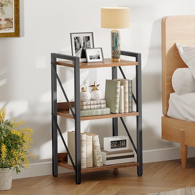 HOOBRO Bookshelf, 3-Tier Industrial Bookcase, Book Shelf Storage Organizer - Image 5