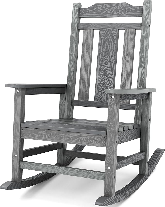 SERWALL Oversized Outdoor Rocking Chair, All Weather Patio Rocking Chair by SERWALL