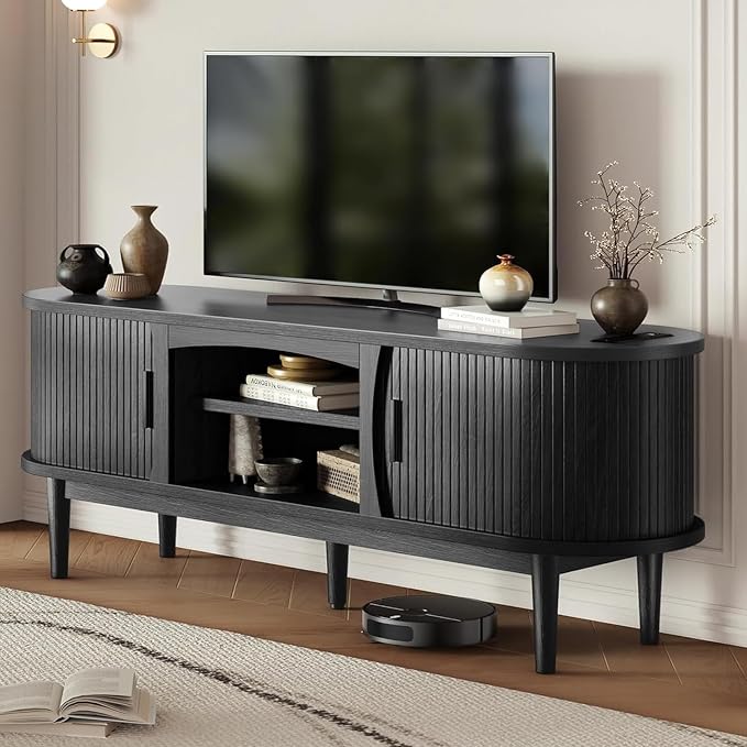 Decofy Mid Century TV Stand for TVs up to 65 Inches, Entertainment Center - Image 7