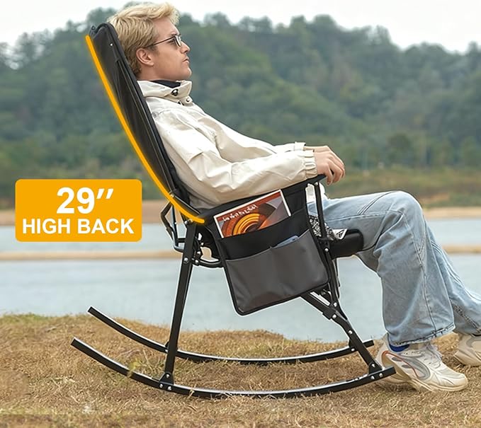 Romswi 2 Pack High Back Portable Rocking Chair - Image 2