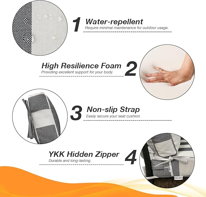 Unimatta Outdoor High Back Chair Cushion Seat Pads, 44 x 21 Inch - Image 3