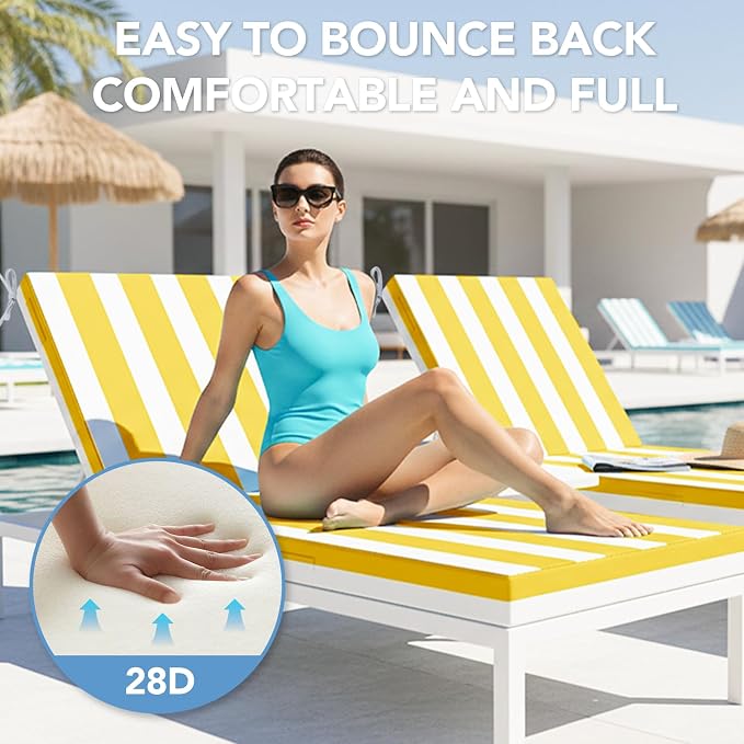 L'AGRATY Outdoor Lounge Chaise Cushion: 72x21x3 Inch Waterproof Lounge Chair - Image 3