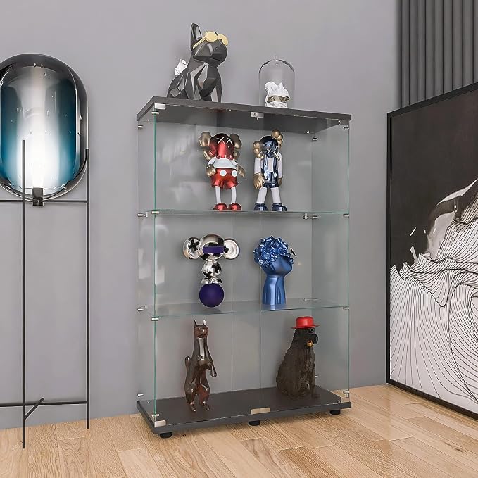 APRILSOUL Glass Display Cabinet 3-Shelf - Image 6