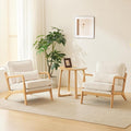 VINGLI Cozy Living Room Chairs, Coarse Linen Beige Accent Chairs Set of 2 by VINGLI