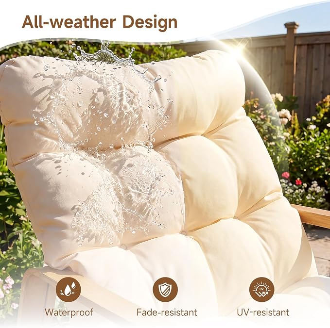 ONBRILL Rocking Chair with Thick Cushion Outdoor Indoor, Premium Iron Wood - Image 6