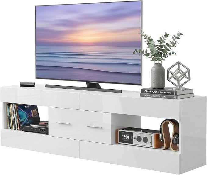 Bestier TV Stand for 55/60/65 Inch TV, High Gloss Modern TV Stand - Image 8