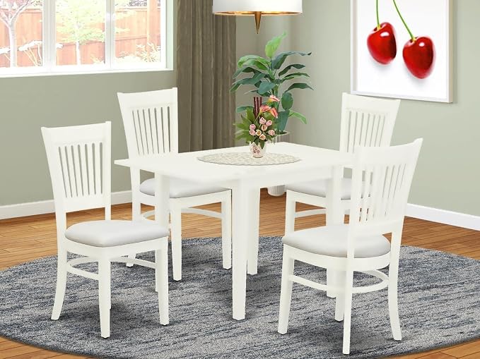 East West Furniture NDVA5-LWH-C 5 Piece Modern Dining Table Set Includes a - Image 2
