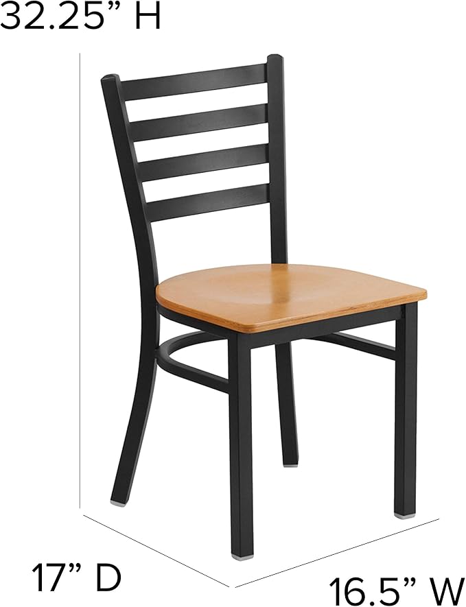 Flash Furniture HERCULES Series Black Ladder Back Metal Restaurant Chair - Image 3
