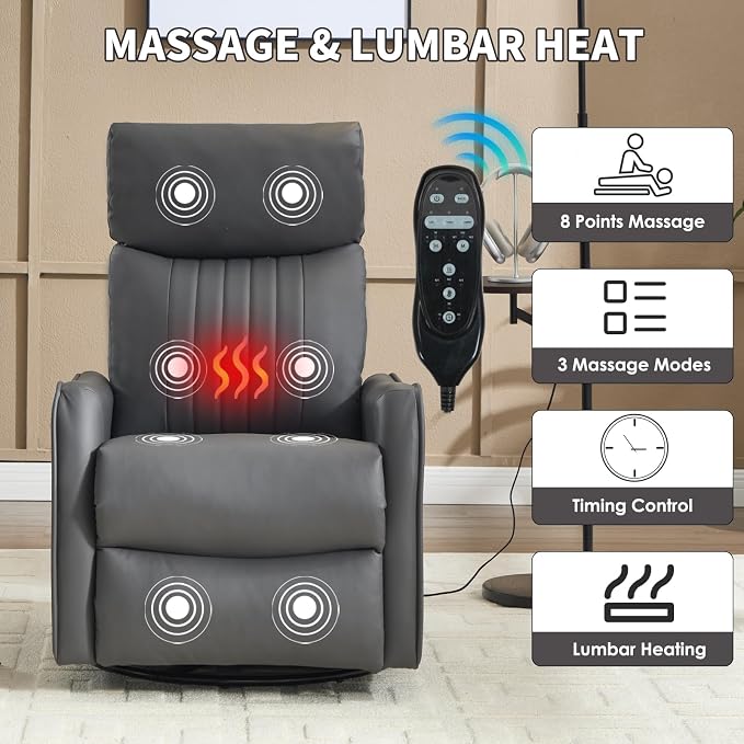 Trustyue Swivel Rocker Recliner Chair, 360° Swivel Recliner - Image 5