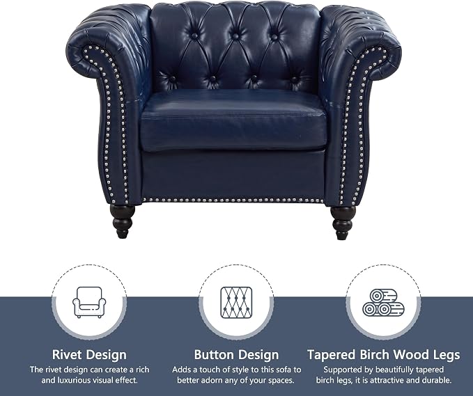QHITTY 2 Piece Living Room Set, Sectional Chesterfield Sofa Chair Contemporary - Image 5
