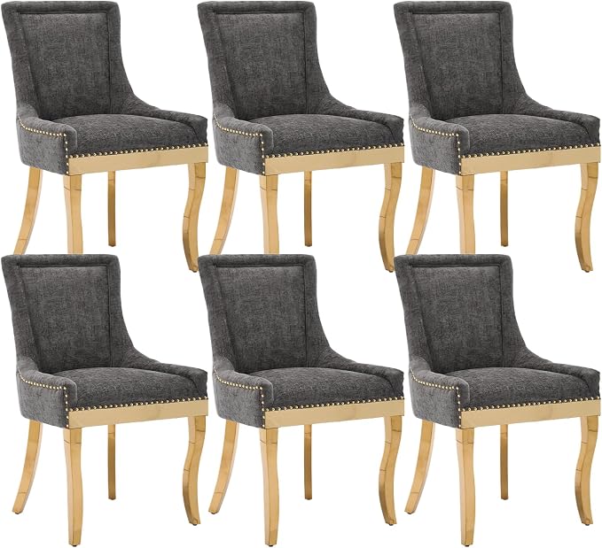 Upholstered Dining Chairs Set of 6, Modern Fabric Side Chairs by MZDOO