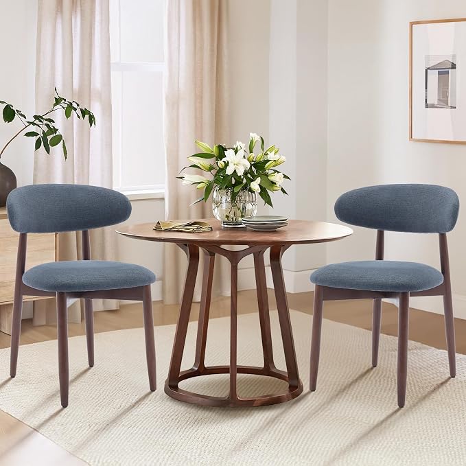 COLAMY Wooden Dining Chairs Set of 2, Modern Fabric Upholstered Dining Room by COLAMYHOME