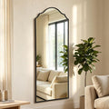 Besdomus Scalloped Full Length Mirror: 21"x56" Black Arched Floor Mirror by Besdomus