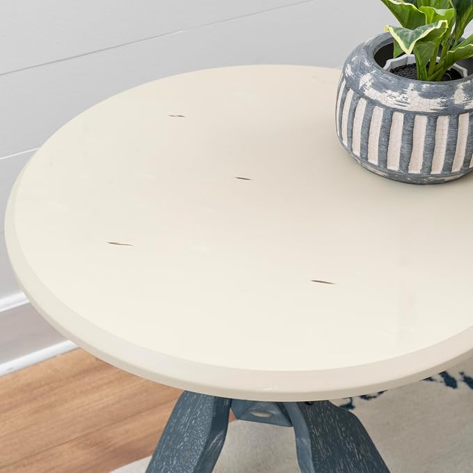 Powell Round Top Shanice Oar Coastal Blue and White Side Table - Image 4