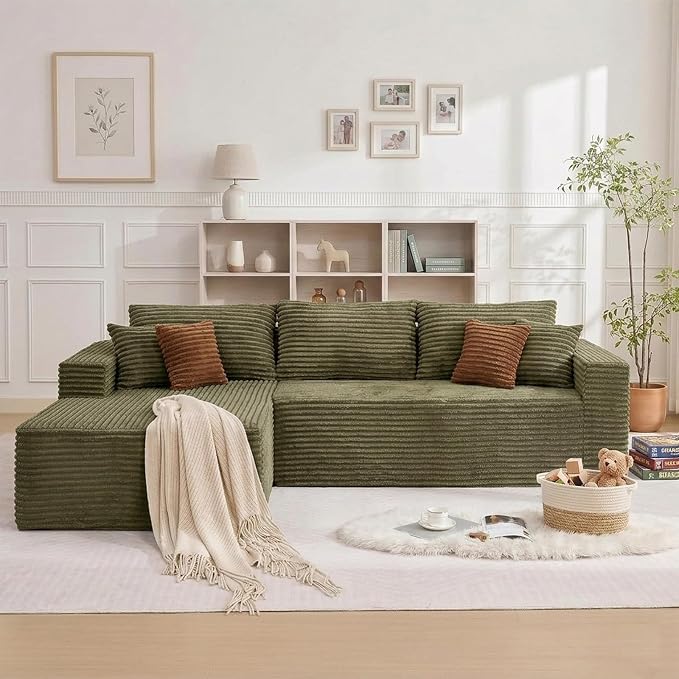 108" Boneless Couch Modular Sectional Sofa, L-Shaped Couch - Image 9