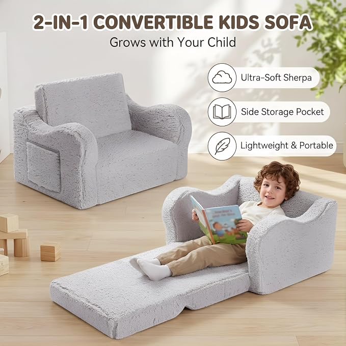 MOMCAYWEX Kids Sofa, 2-in-1 Flip-Out Foam Couch - Image 6
