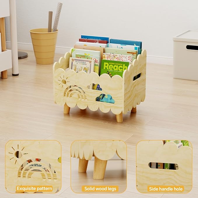 Wood Kids Bookshelf, Montessori Bookshelf, - Image 6