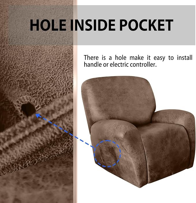 ANARACHON Leather Like Recliner Chair Covers Stay in Place, 4 Pieces Recliner - Image 6
