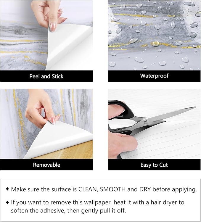 LaCheery White Grey Gold Marble Contact Paper - Image 7