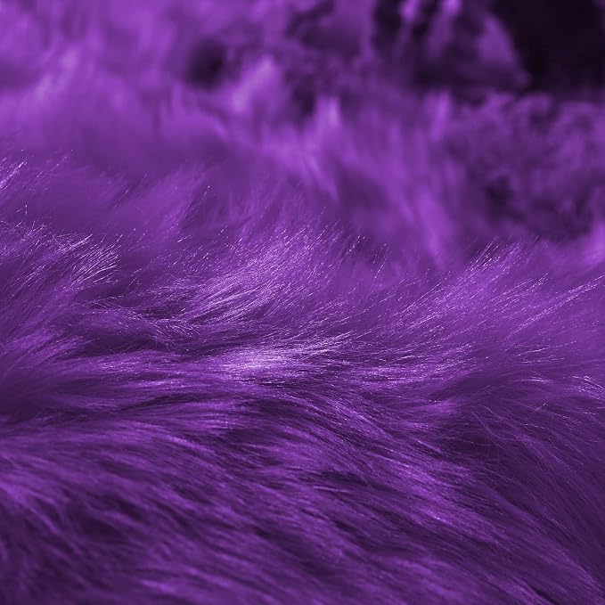 Goolela Fluffy Rug Runners 2x6 Purple Faux Sheepskin Fur Rug Washable Fuzzy - Image 7