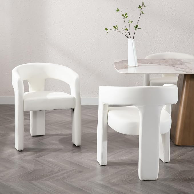 BESTANO Set of 3 Modern PU Leather Upholstered Dining Chairs - Image 4