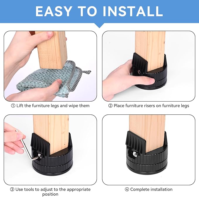 4 Pack Heavy Duty Bed Risers - Image 6