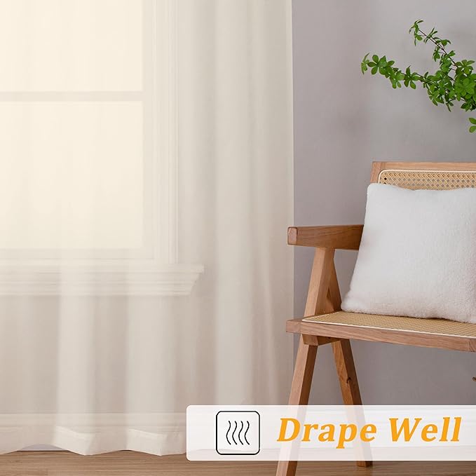 Gwine Cream Valances for Windows, Small Light Filtering Rod Pocket Cafe Valance - Image 6