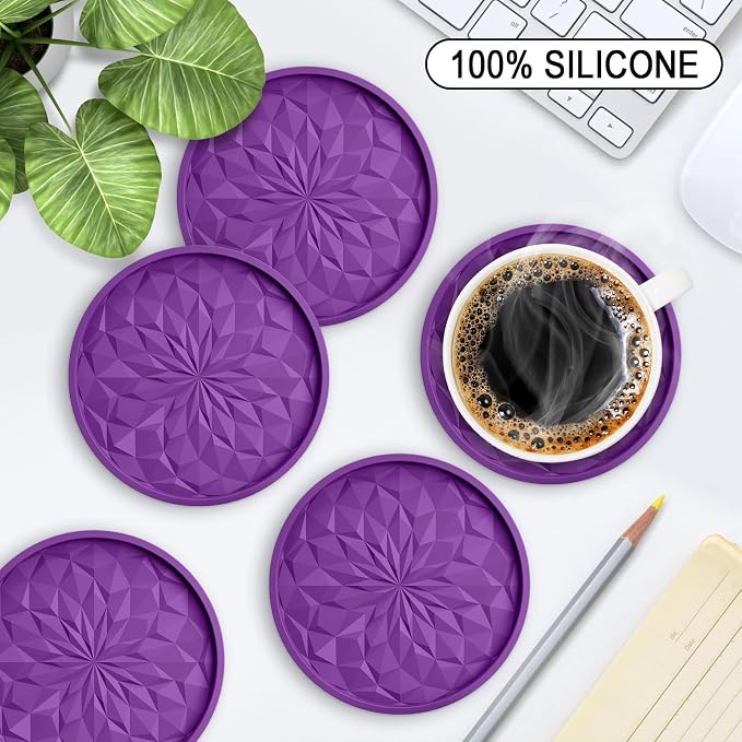 ME.FAN Silicone Coasters with Holder, Drinking Coasters - Image 2