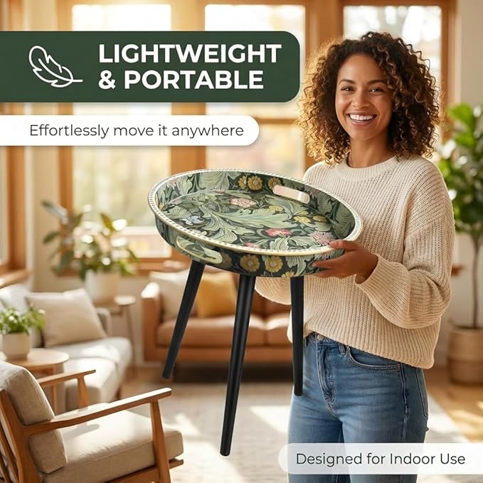 Small Round Side Table Vintage Floral - Image 3