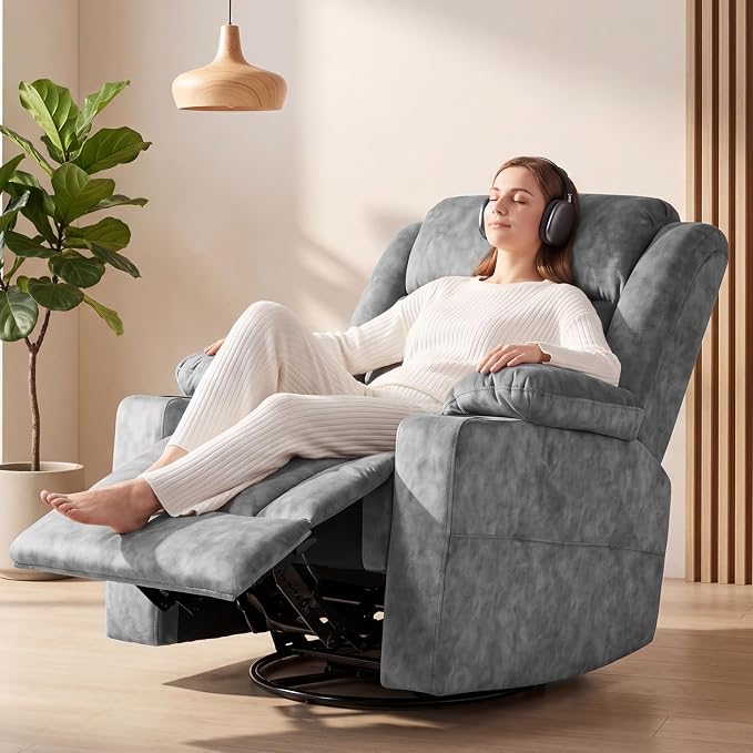 LEVELEVE Retro Rocking Recliner Chair, Massage Rocker Recliner Chair - Image 2