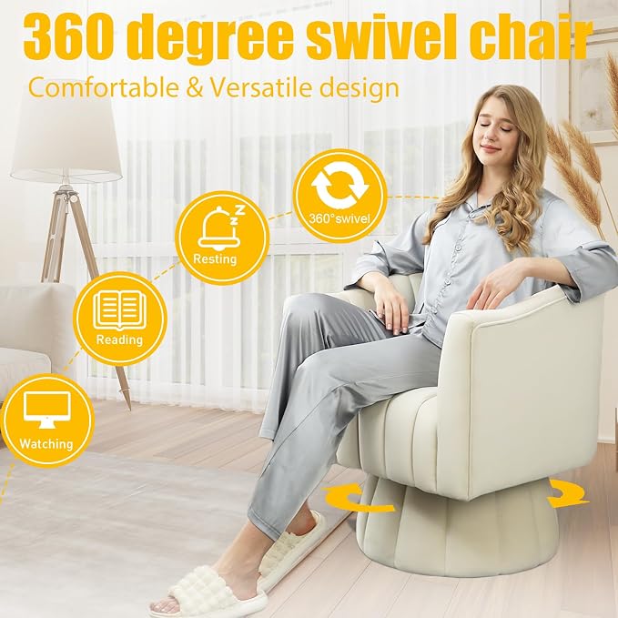 Dewhut Swivel Accent Chair, 360° Swivel Barrel Chair - Image 3