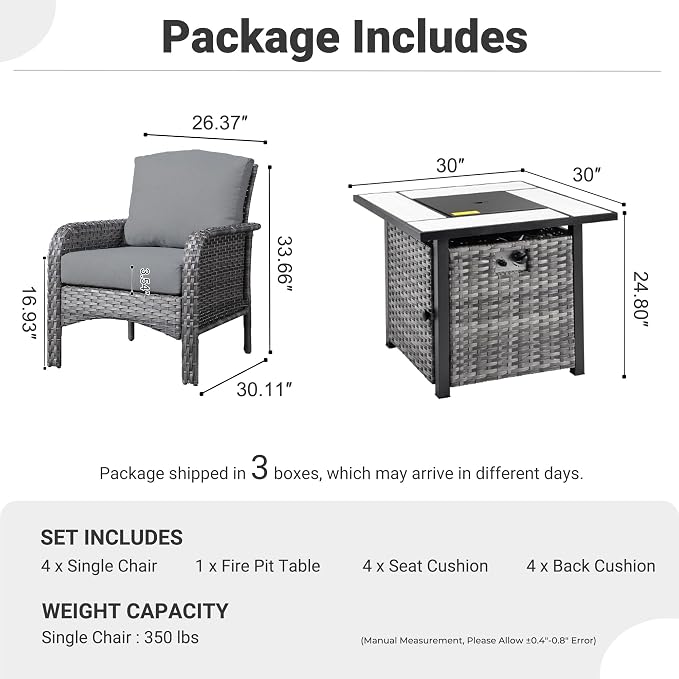 ovios 5-Piece Patio Furniture Set, Outdoor Wicker Sofa - Image 9