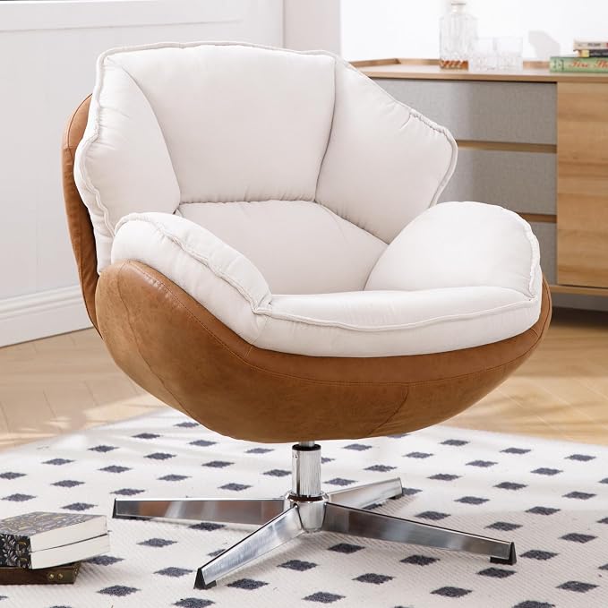 BESTANO Swivel Accent Chair, Chenille Upholstered Modern Living Room Chair by BESTANO