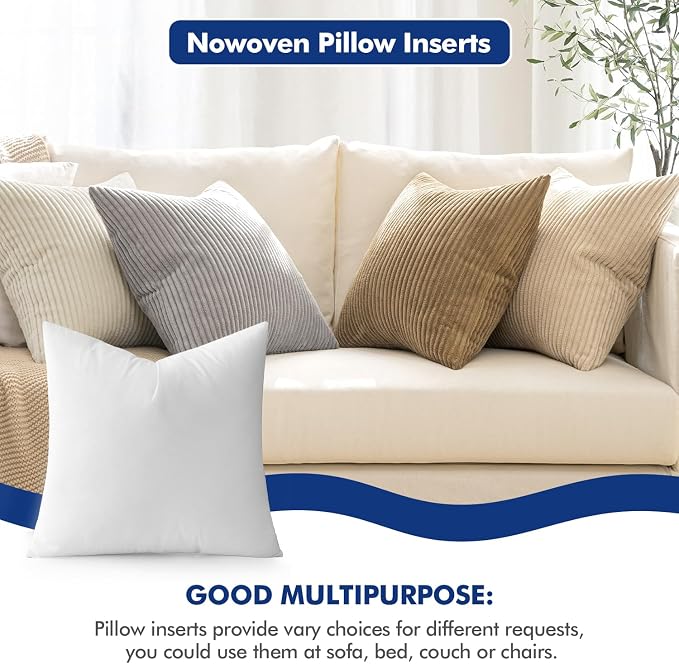 MIULEE Pillow Insert 12x12 Inch, Decorative Square Throw Pillow Inserts - Image 4